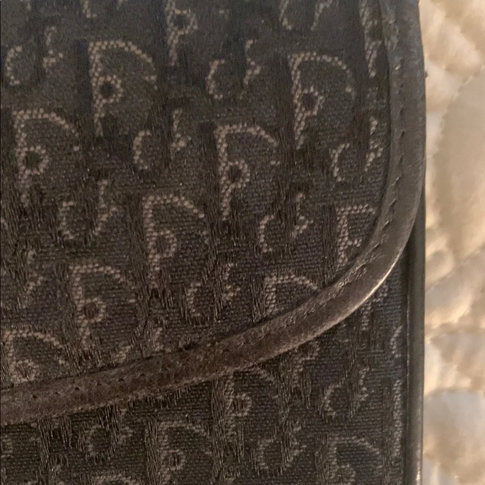 Dior vintage-1990’s Black Monogram continental wallet with Silver Buckle clasp